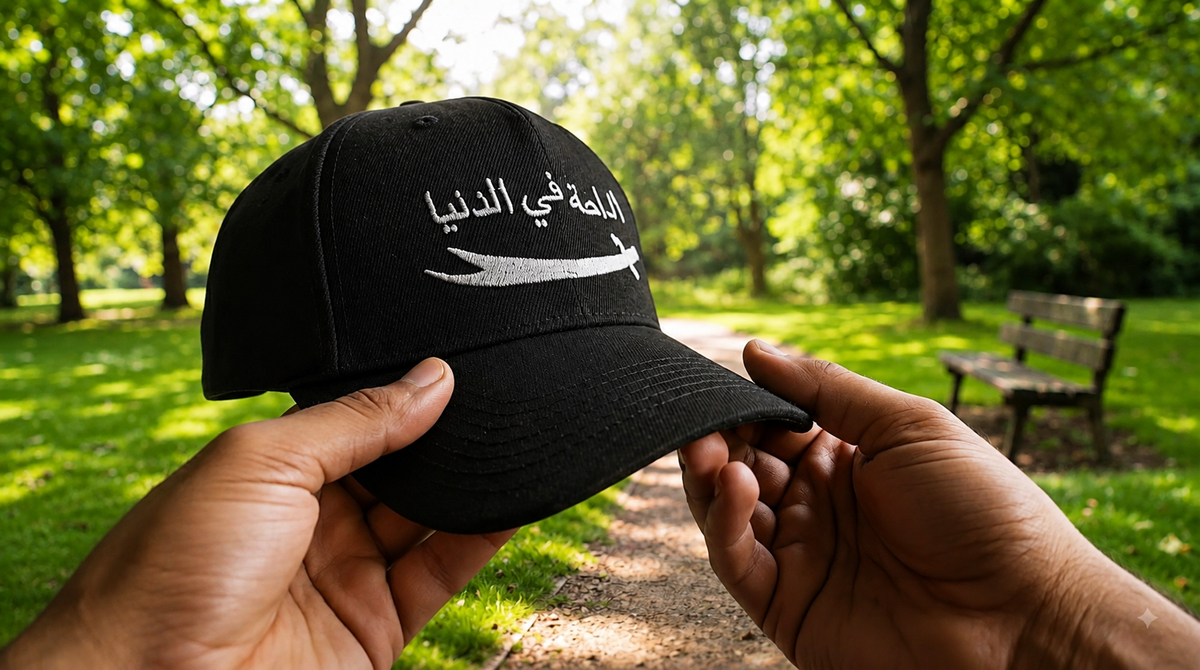 Premium Arabic Calligraphy Cap – No Rest in This World